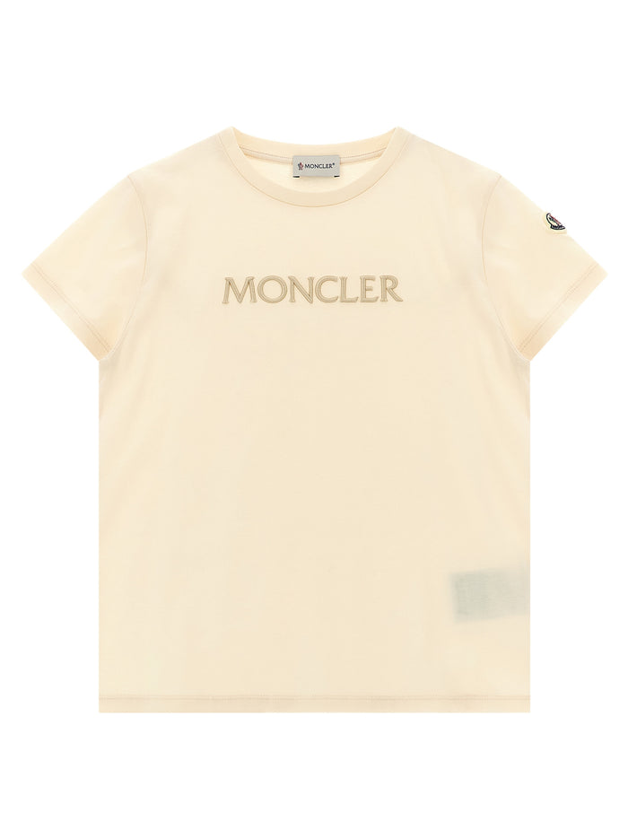 Logo embroidery t-shirt Beige Cotton
