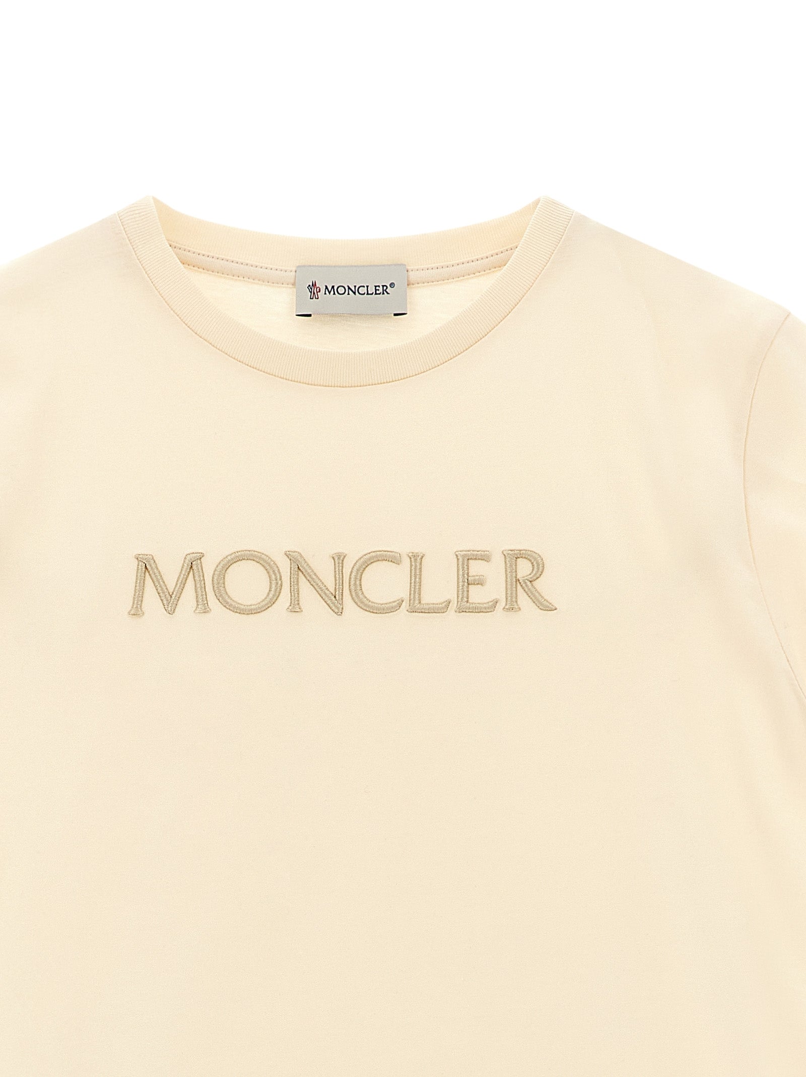 Logo embroidery t-shirt Beige Cotton