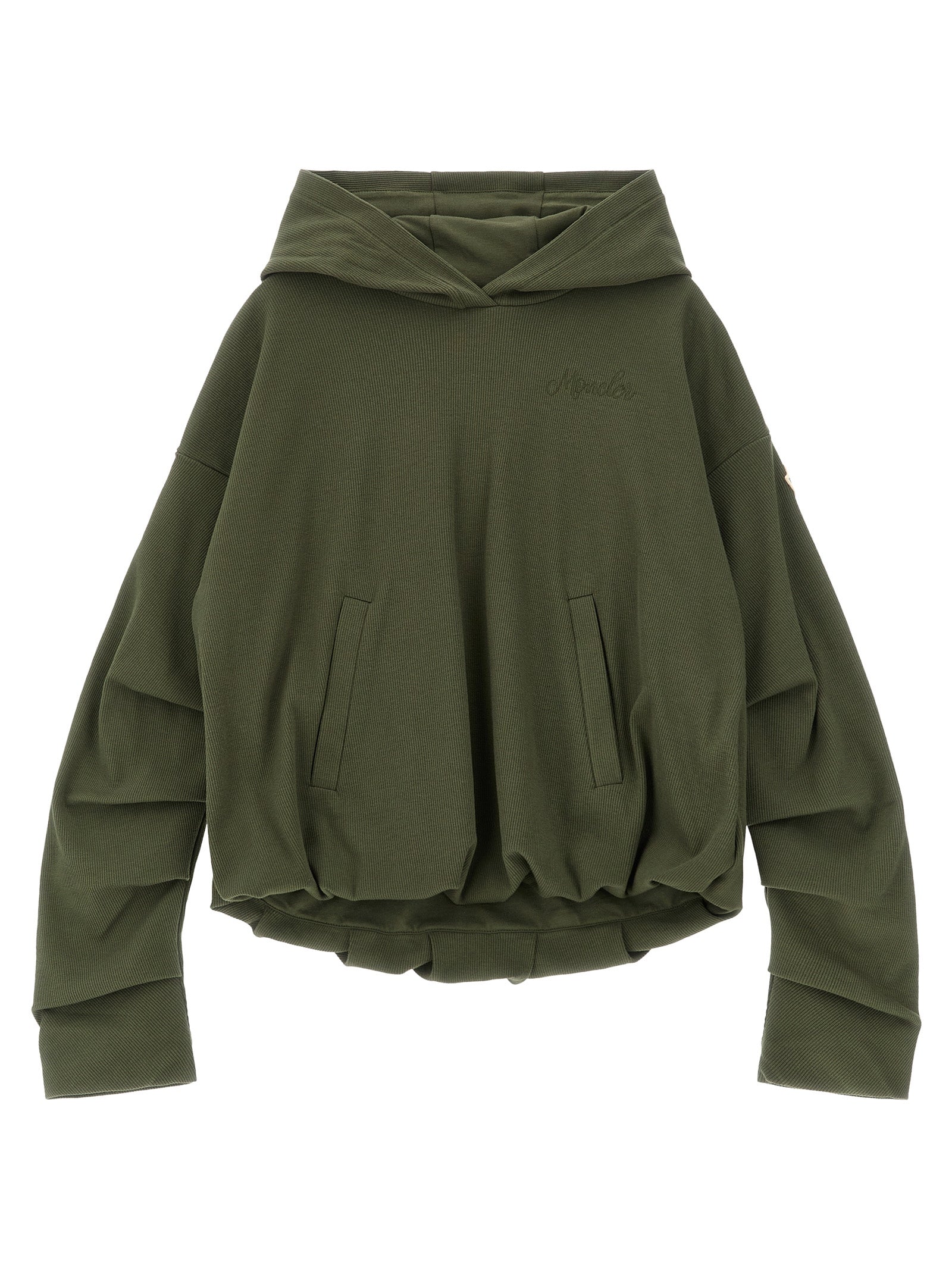 Ribbed hoodie Green Cotton Sweatshirt