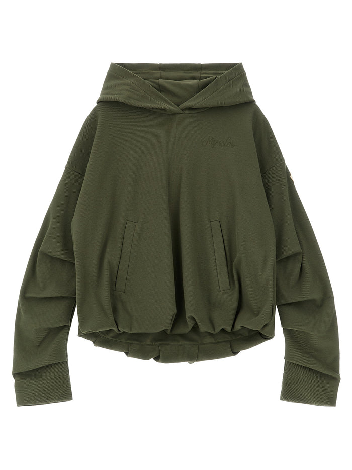 Ribbed hoodie Green Cotton Sweatshirt