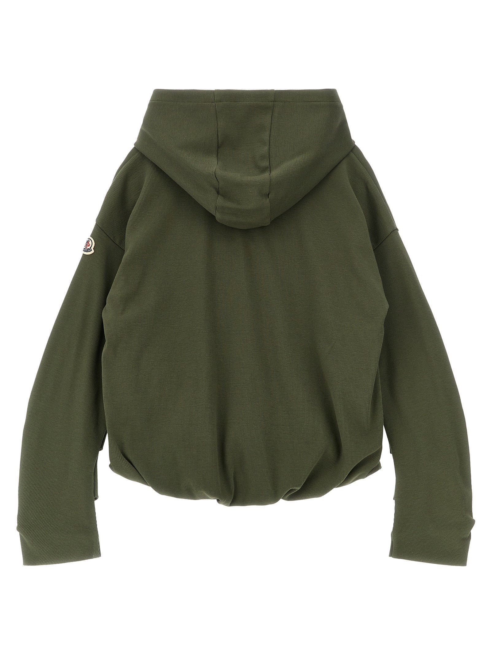 Ribbed hoodie Green Cotton Sweatshirt