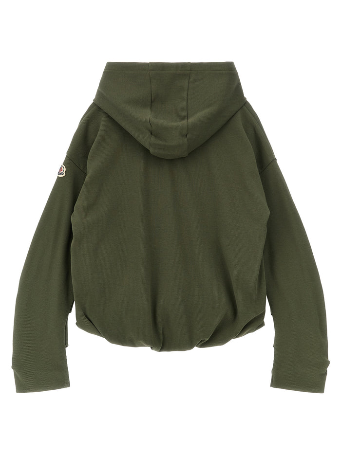 Ribbed hoodie Green Cotton Sweatshirt