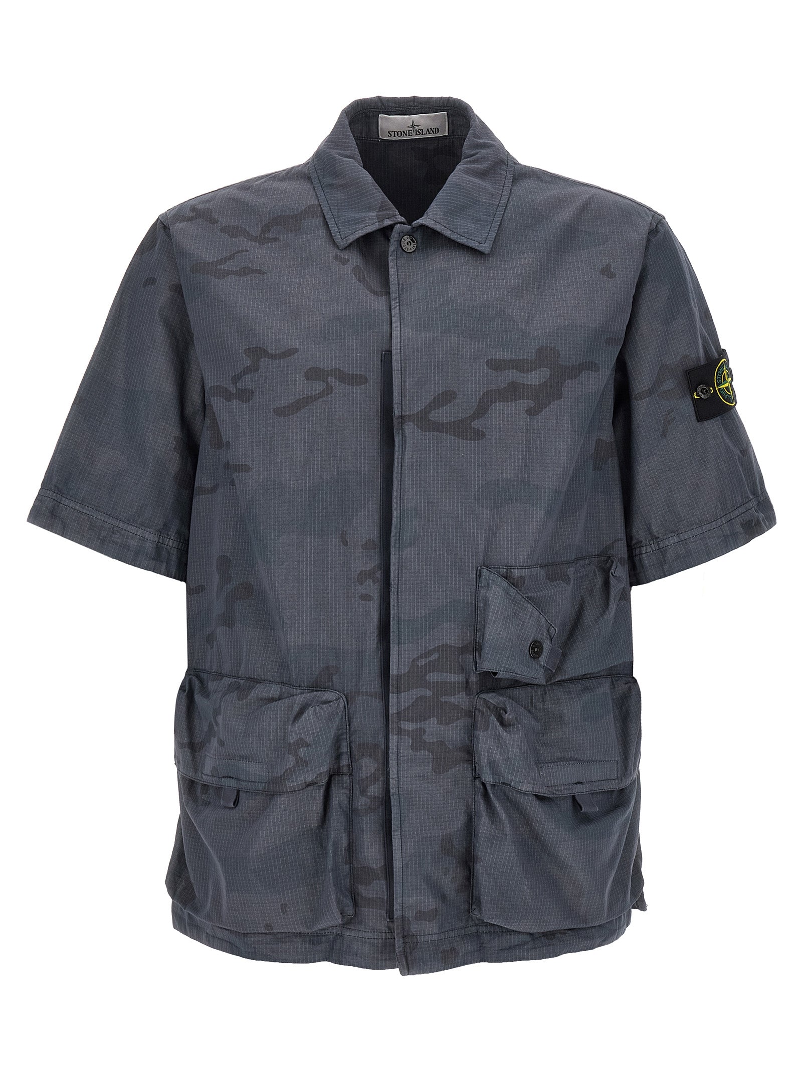 Camouflage Shirt Blue Polyamide Shirt, Blouse