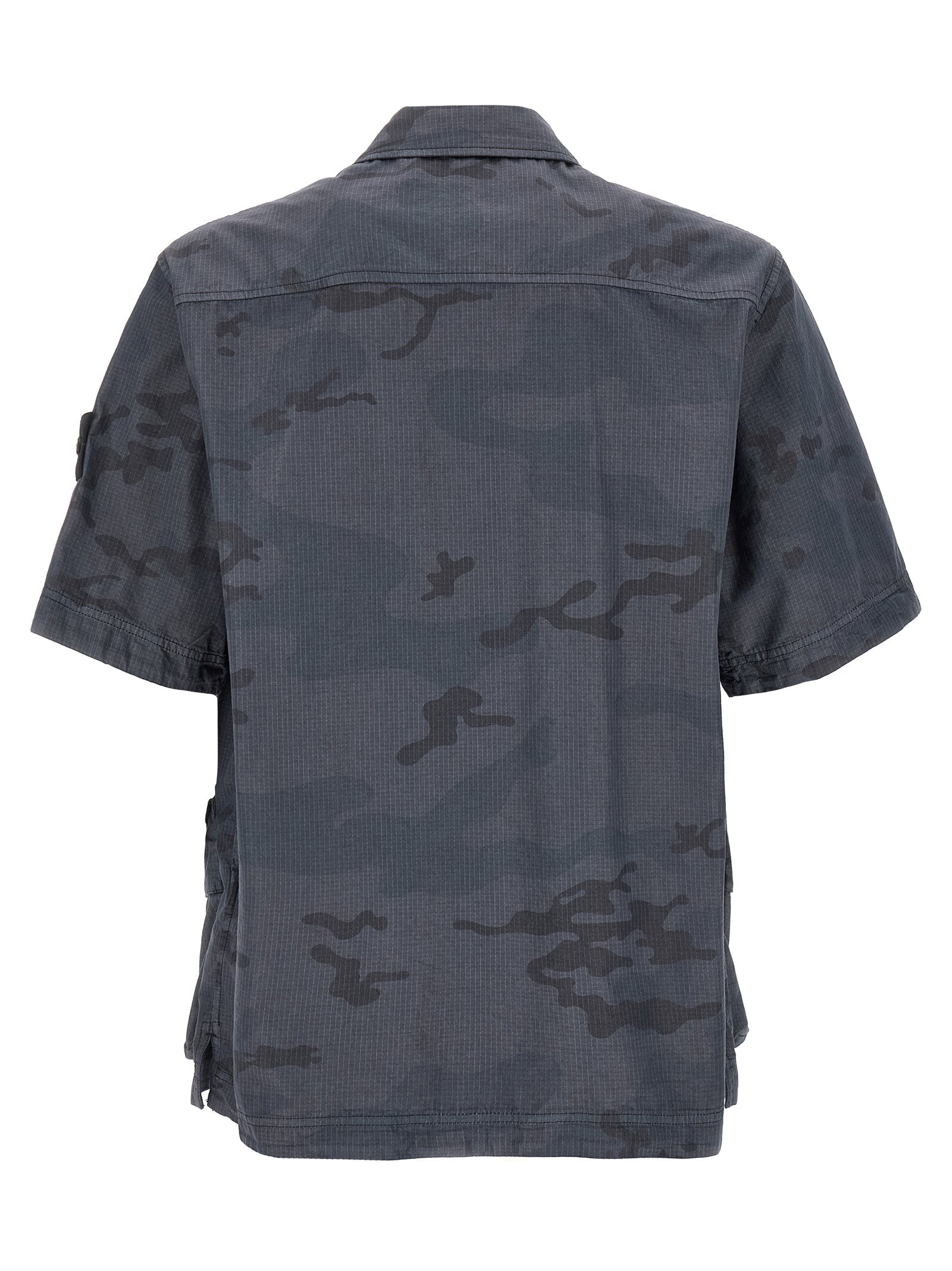 Camouflage Shirt Blue Polyamide Shirt, Blouse