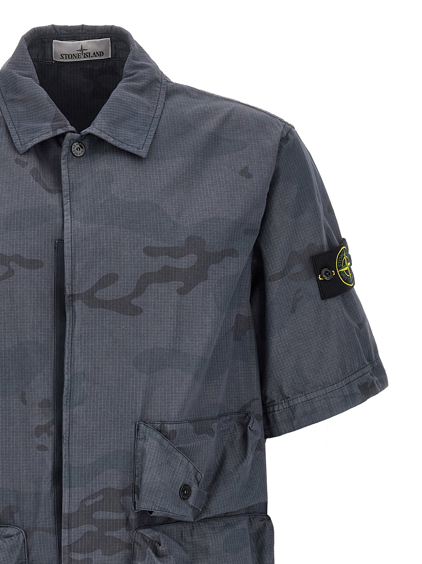 Camouflage Shirt Blue Polyamide Shirt, Blouse
