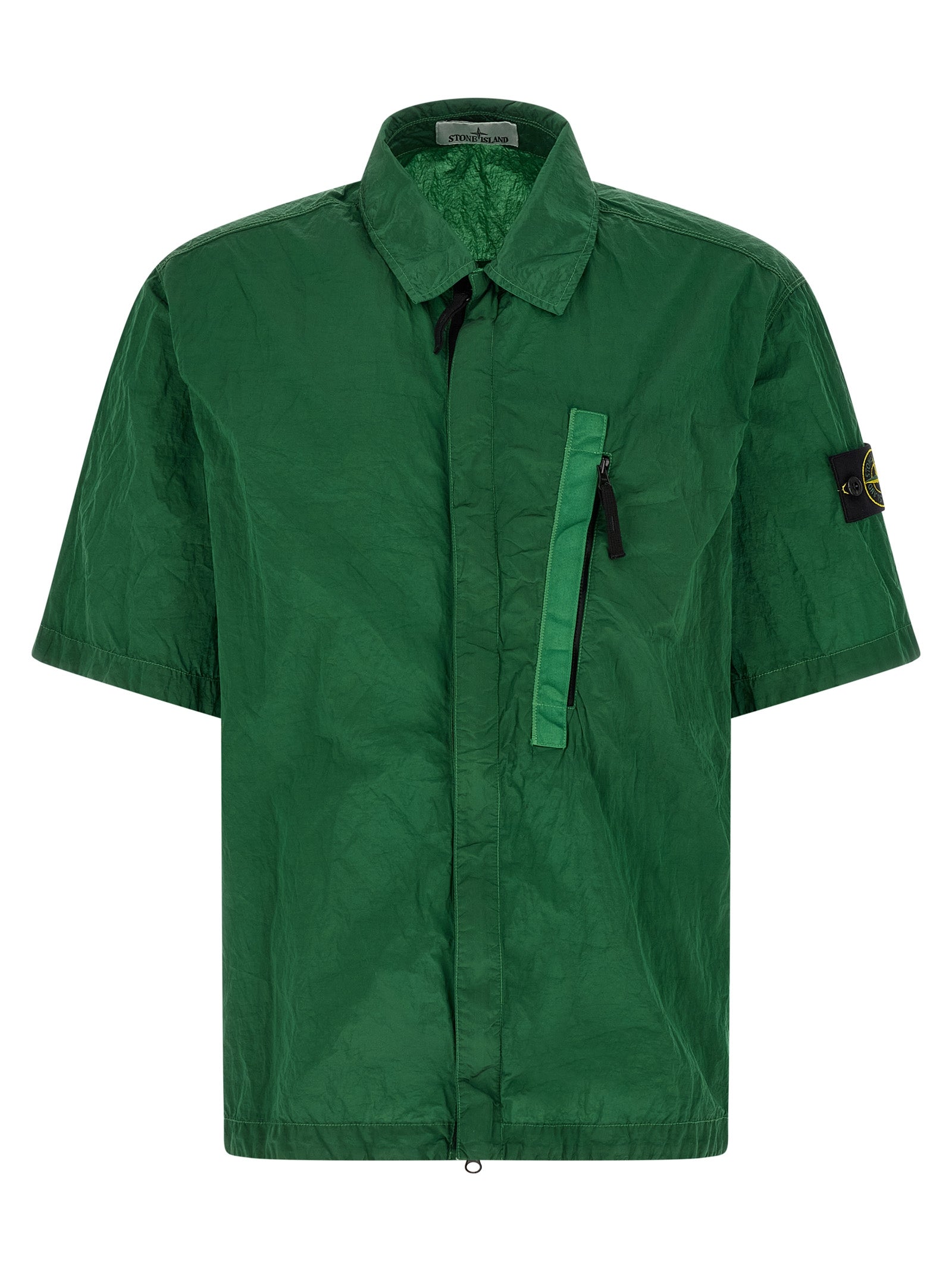 Overshirt Nylon Metal Green Polyamide Fibers Shirt, Blouse