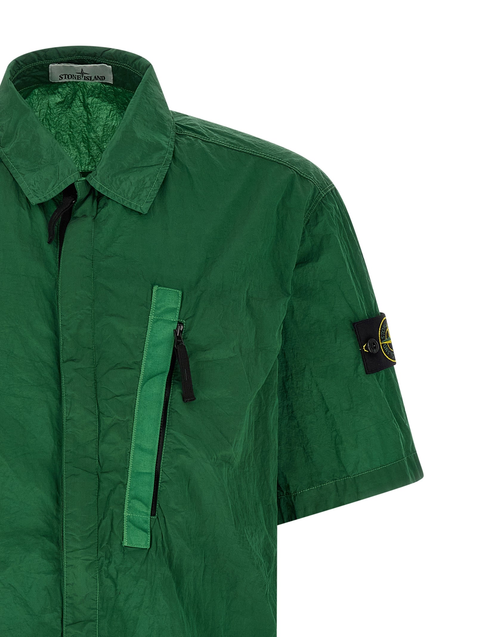 Overshirt Nylon Metal Green Polyamide Fibers Shirt, Blouse