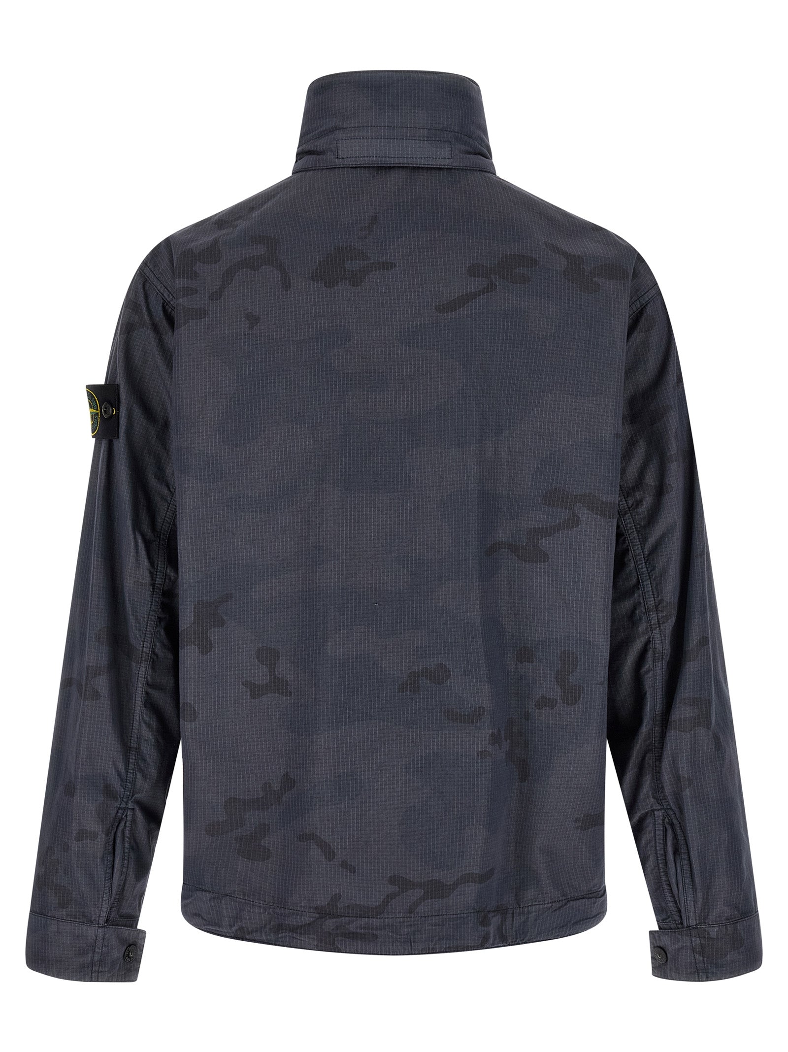Camouflage Jacket Blue Polyamide Down Jacket, Parka, Casual