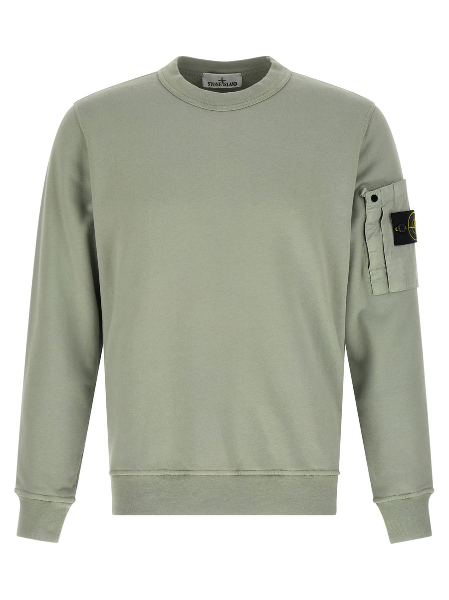 Stone Island Cotton Crew Neck Sweatshirt — Sage