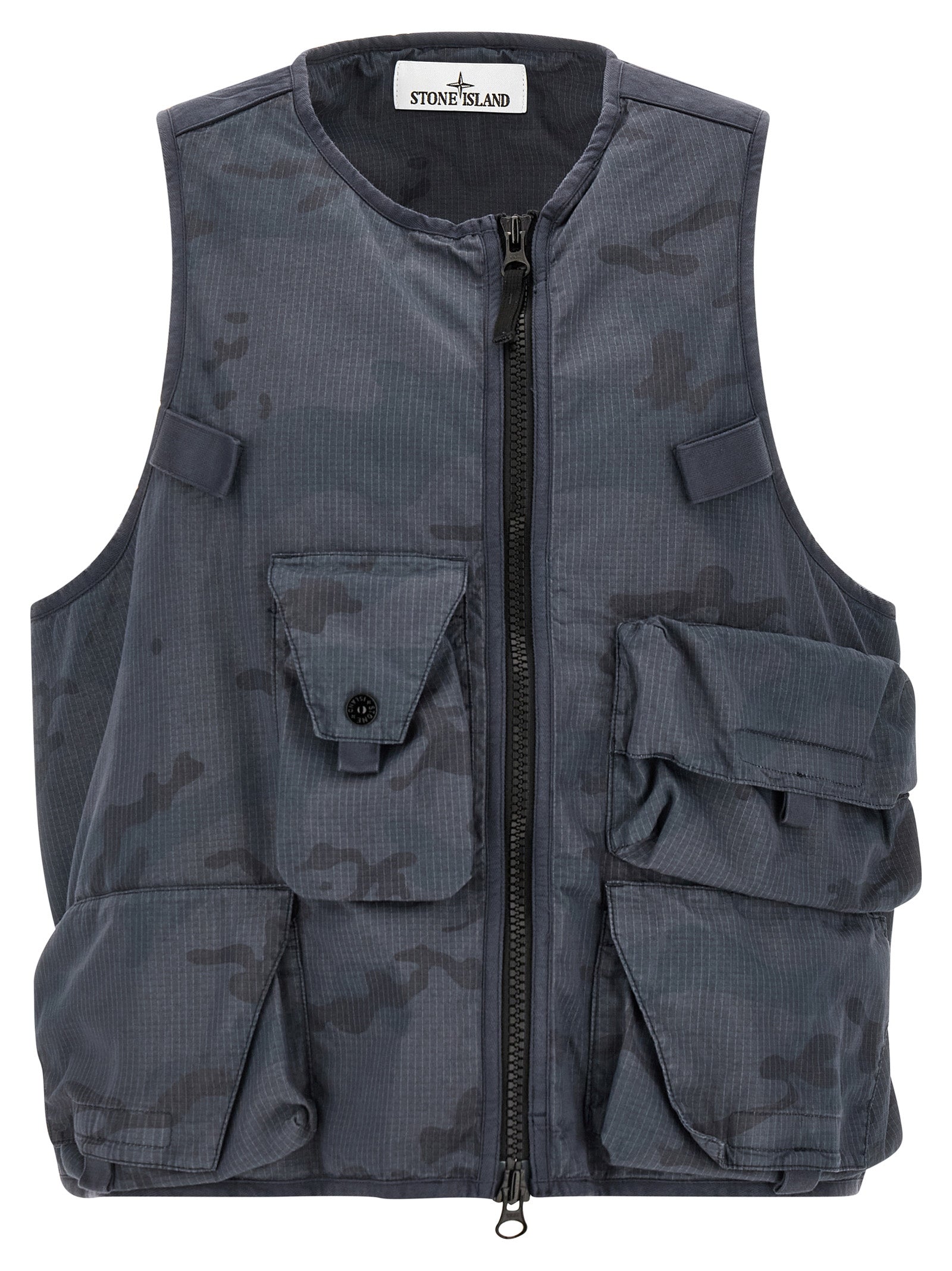 Camouflage Vest Blue Cotton Gilet