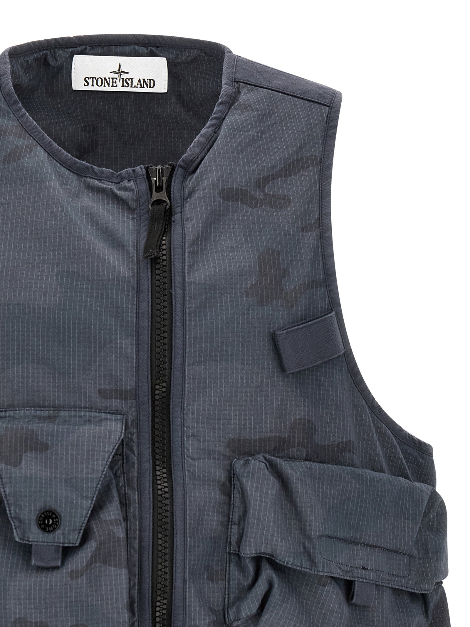 Camouflage Vest Blue Cotton Gilet