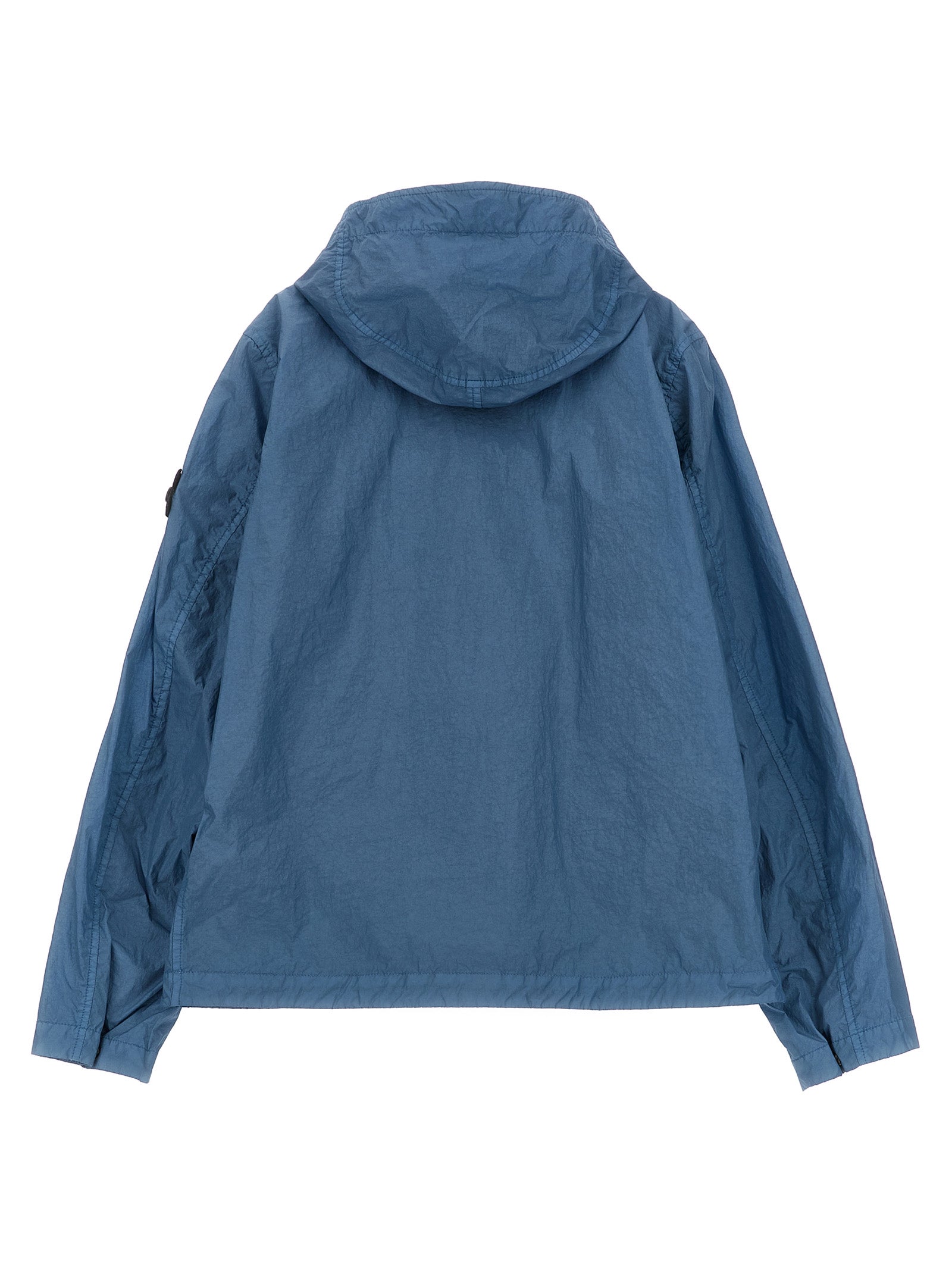 Crinkled effect nylon jacket Blue Polyamide Fibers Down Jacket, Parka, Casual