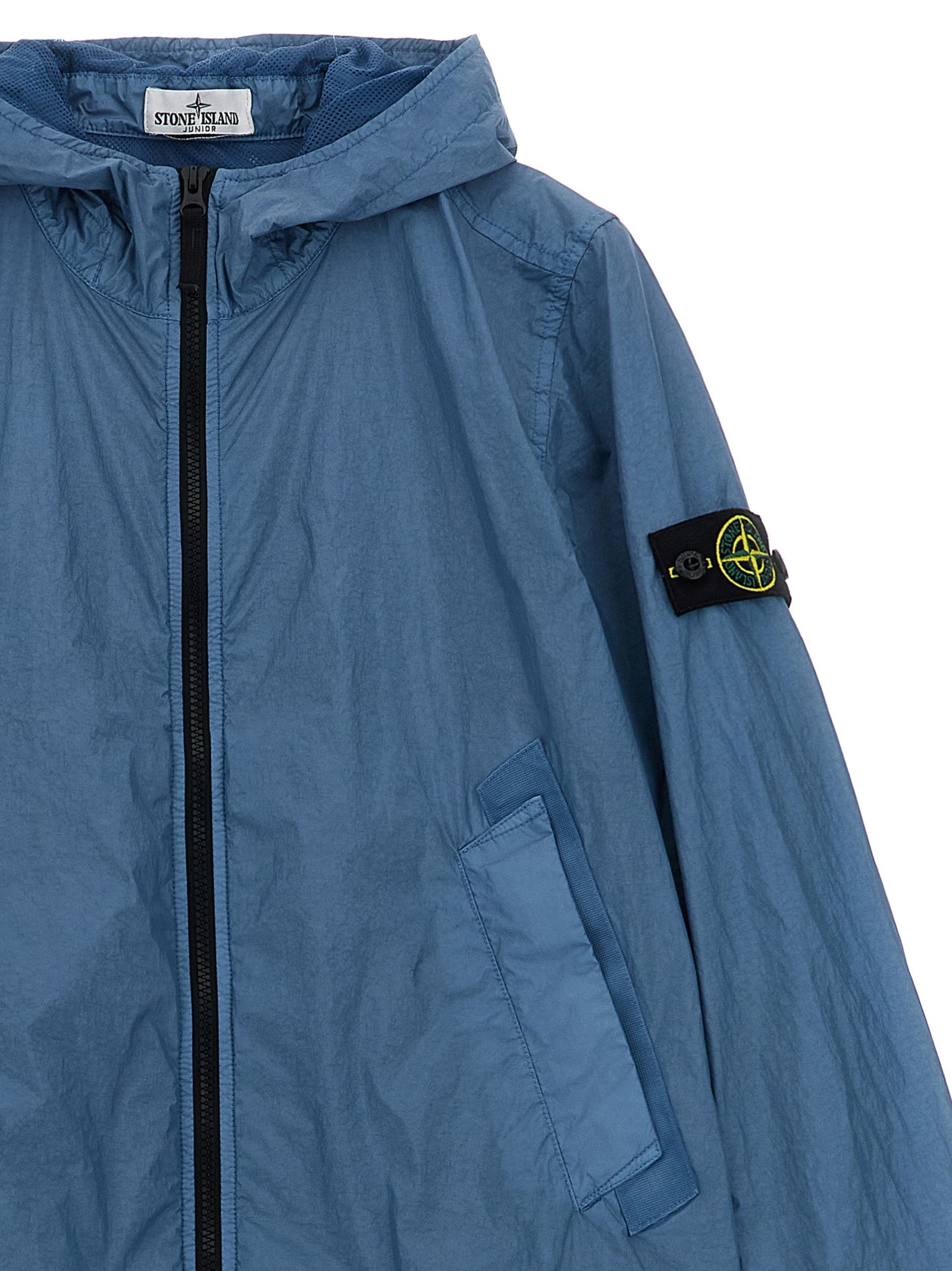 Crinkled effect nylon jacket Blue Polyamide Fibers Down Jacket, Parka, Casual
