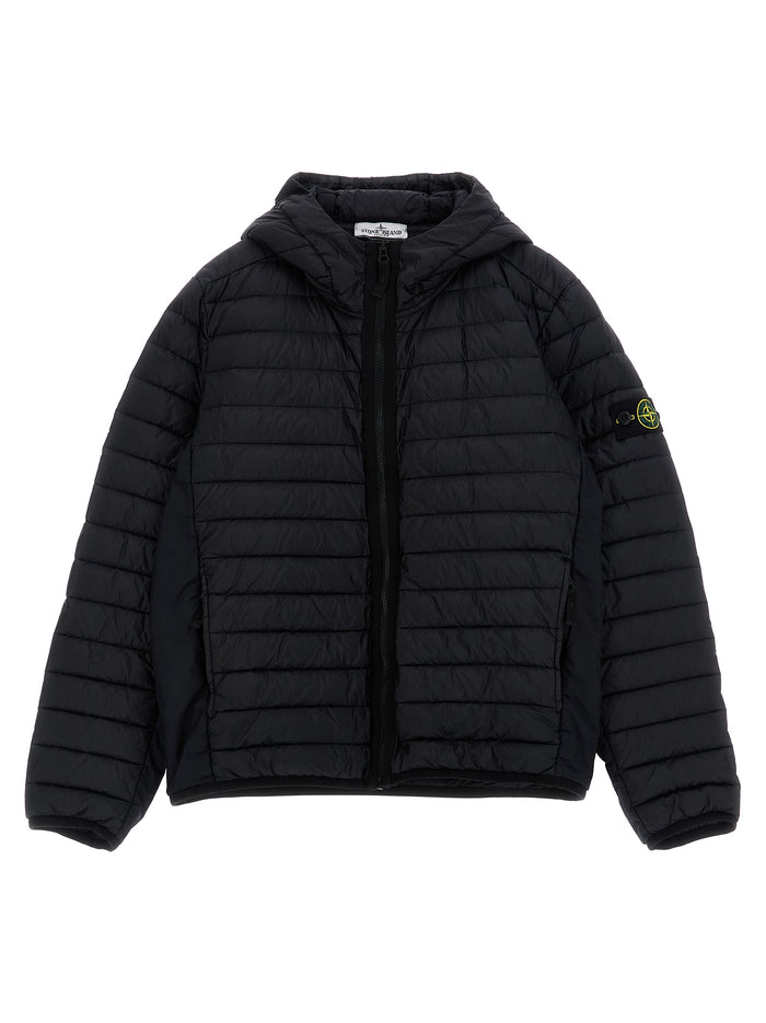 Hooded down jacket Blue Polyamide Fibers Jacket, Parka, Casual