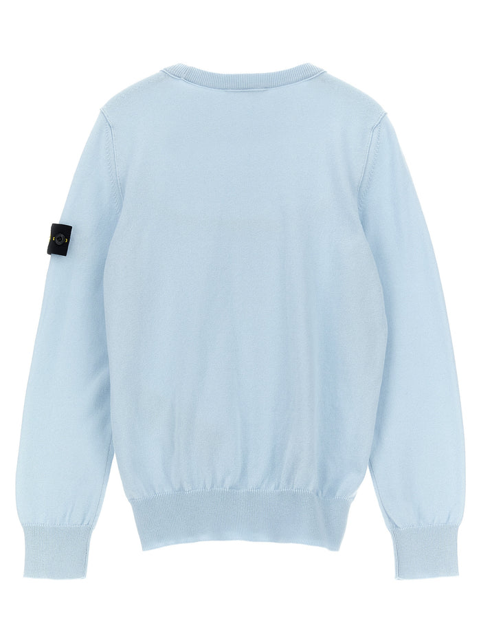 Logo badge sweater Light Blue Cotton Sweater, Cardigans