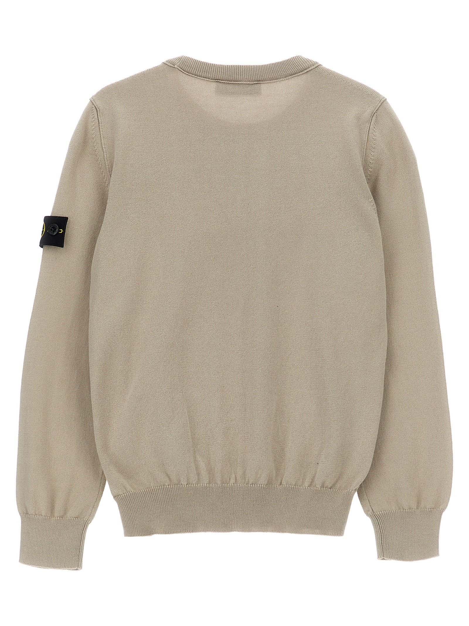 Logo badge sweater Beige Cotton Sweater, Cardigans