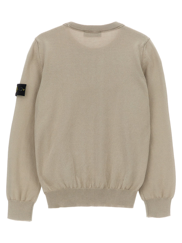 Logo badge sweater Beige Cotton Sweater, Cardigans
