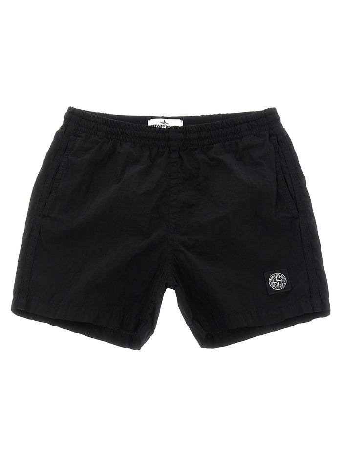 Compass logo swimsuit Black Polyamide Fibers Bermuda, Short