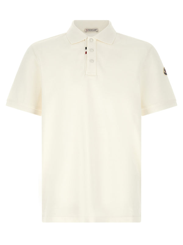 Moncler Logo-Patch Cotton Piqué Polo Shirt — Cream
