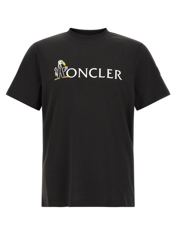 Moncler Logo-Print Cotton T-Shirt — Black