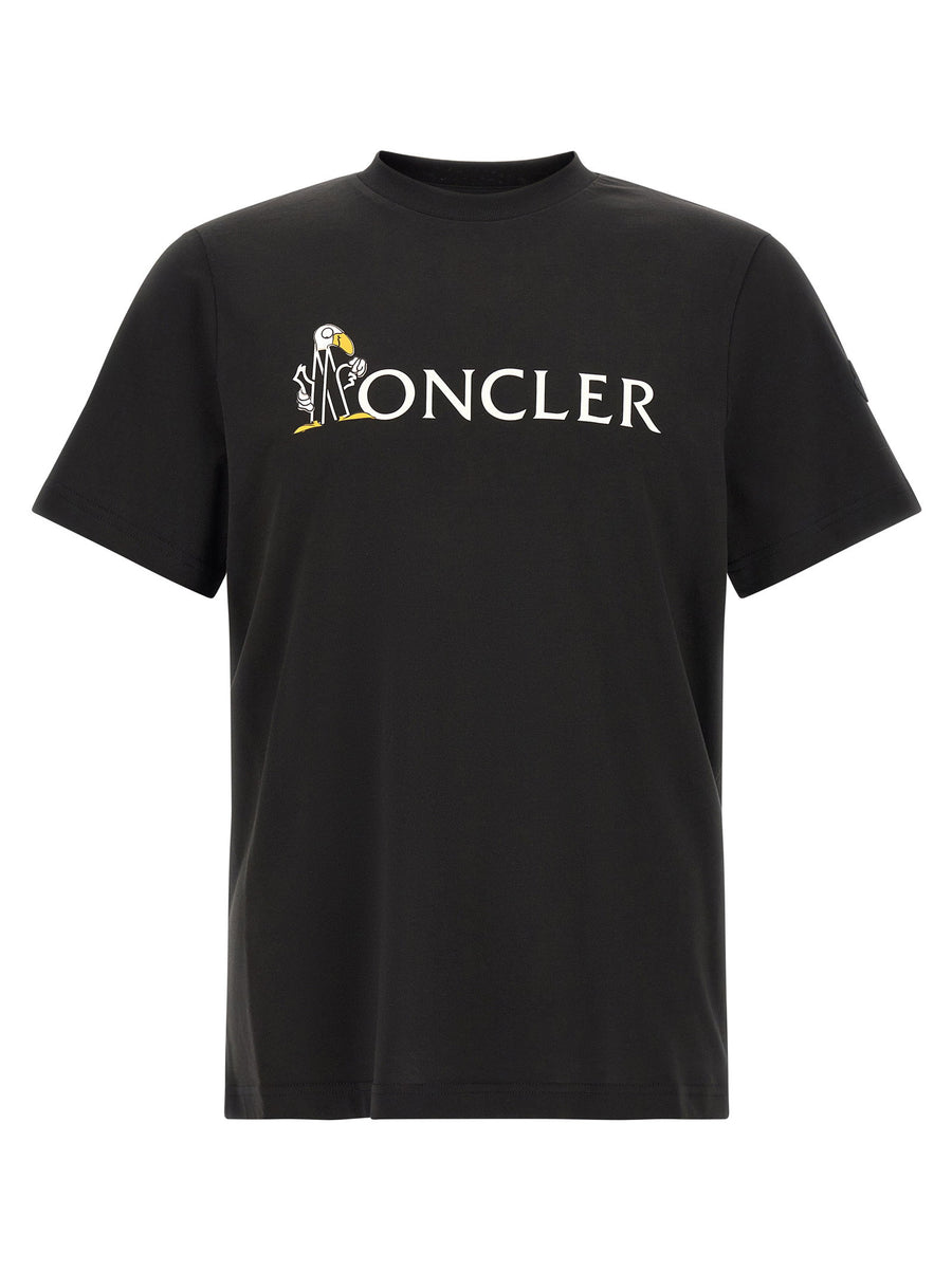 Moncler Logo-Print Cotton T-Shirt — Black