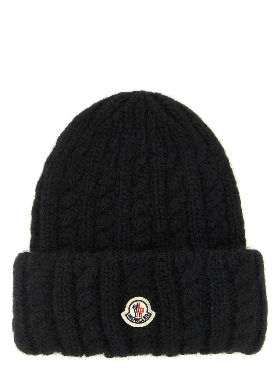 Moncler Braided Knit Beanie — Black