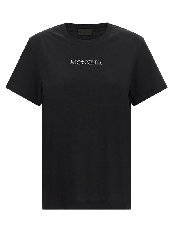 Moncler Logo-Embroidered T-Shirt — Black