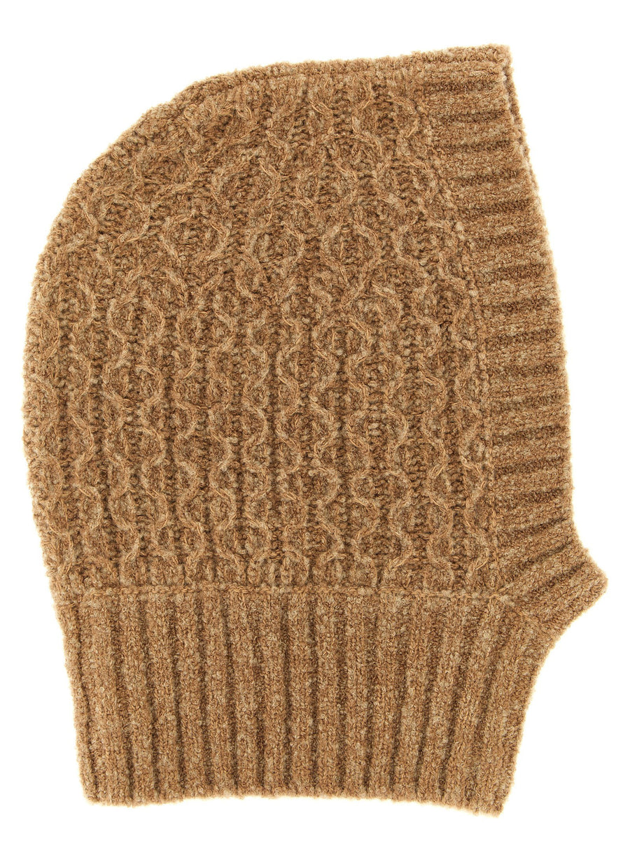 Moncler Enfant Braided Virgin Wool Balaclava — Camel