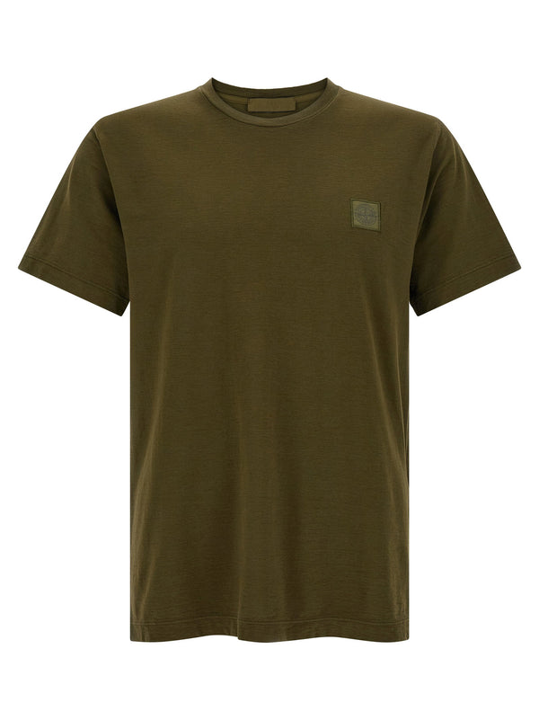 Stone Island Badge Logo Cotton T-shirt — Olive