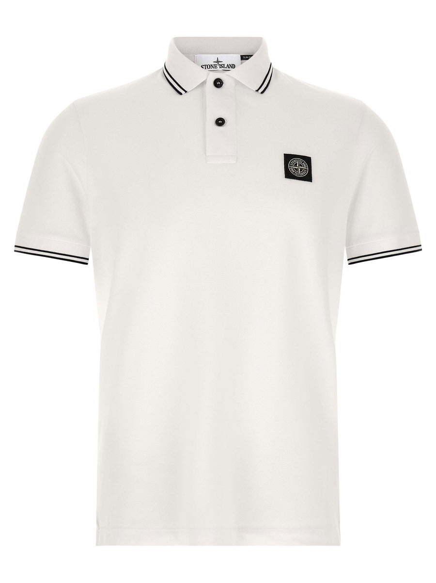 Stone Island Organic Cotton Piqué Polo Shirt — white