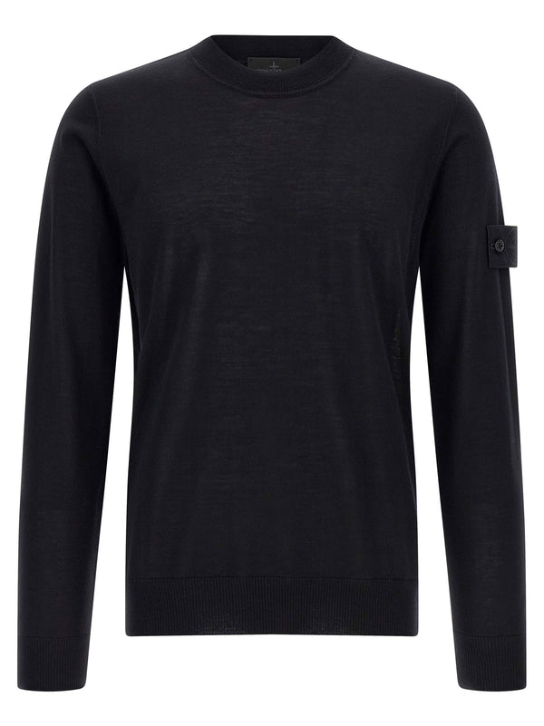 Stone Island Virgin Wool Crew-Neck Sweater — Black