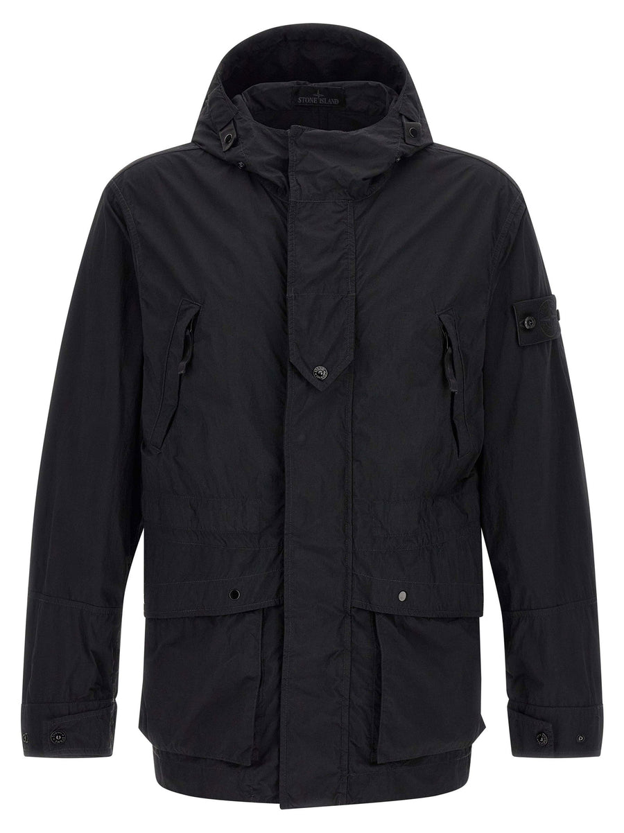 Stone Island Brushed Nylon Crinkled Jacket — Black