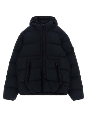 Stone Island Junior Badge Logo Parka Down Jacket — Black