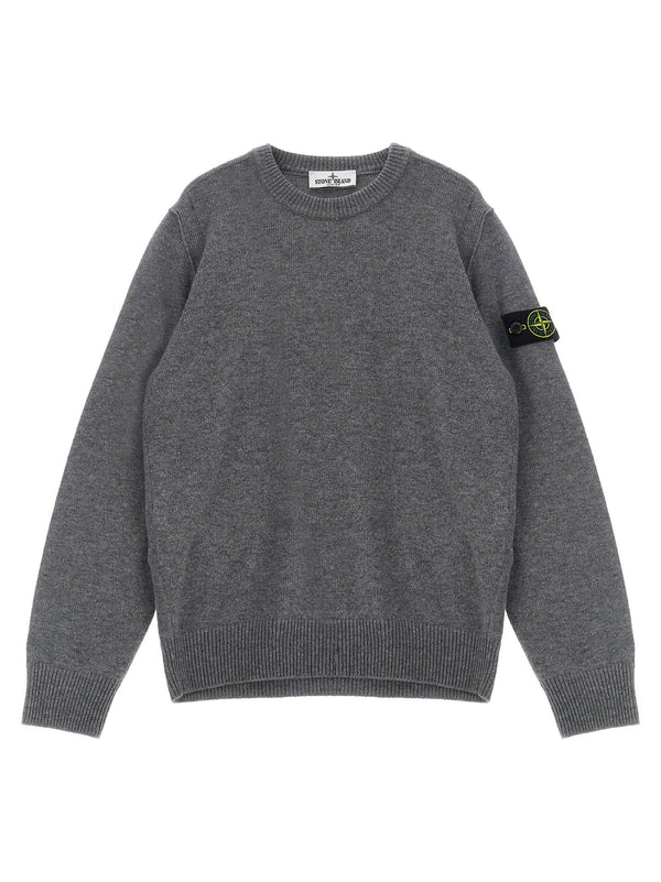 Stone Island Junior Wool Blend with Badge Logo Sweater — grey