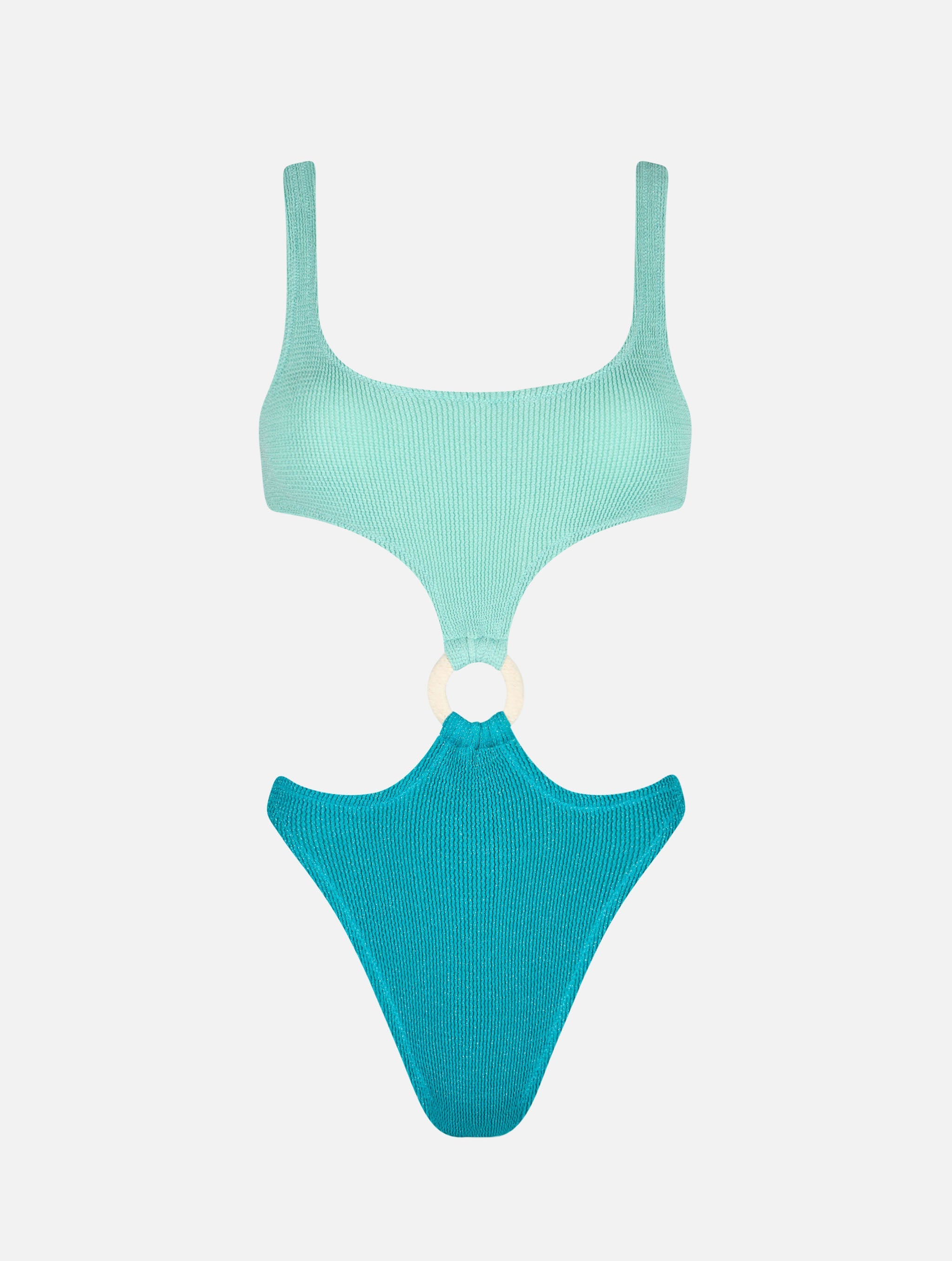 Laurel Crinkle Lurex Cut-Out One-Piece Swimsuit Green One Piece