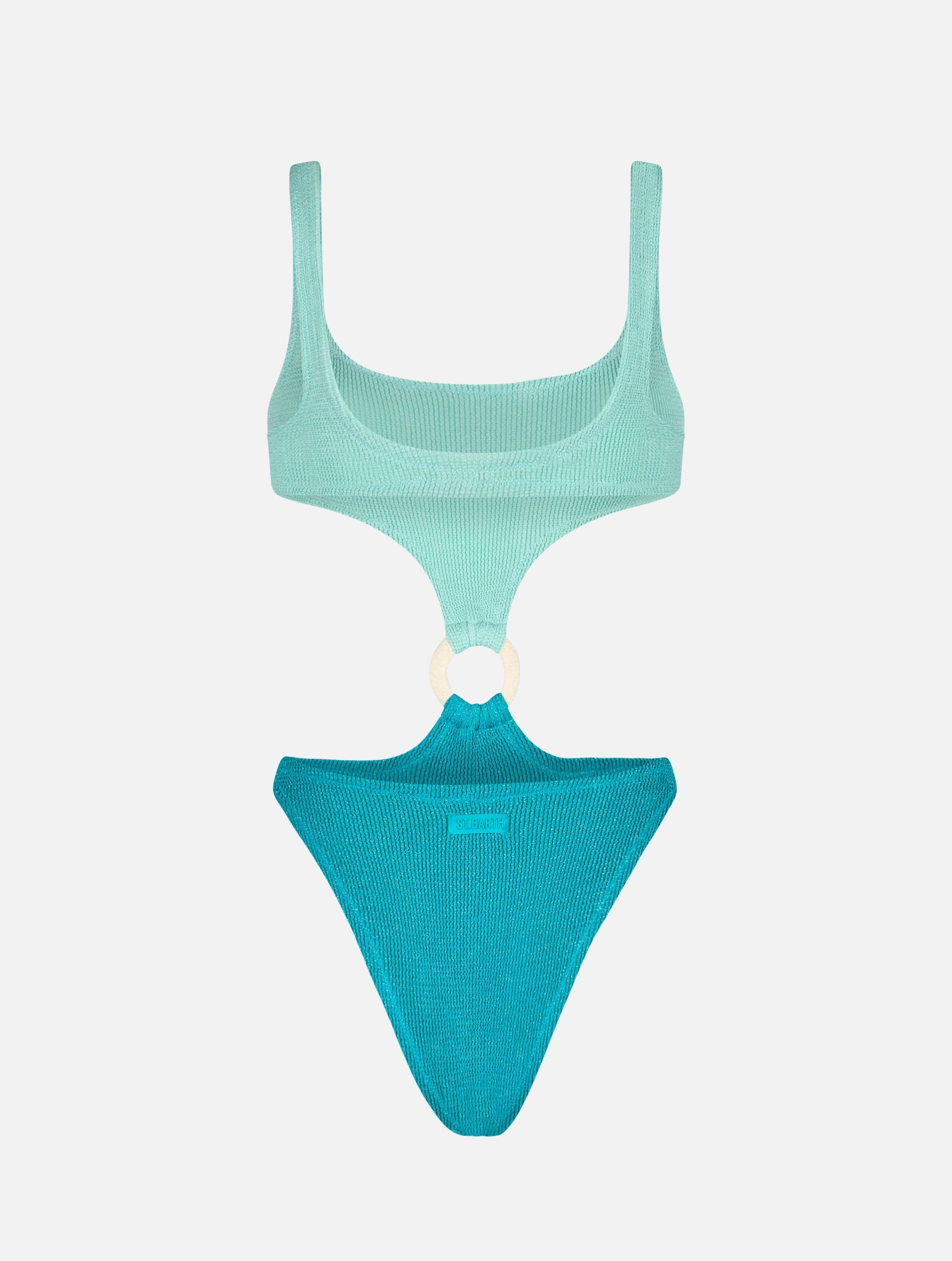 Laurel Crinkle Lurex Cut-Out One-Piece Swimsuit Green One Piece
