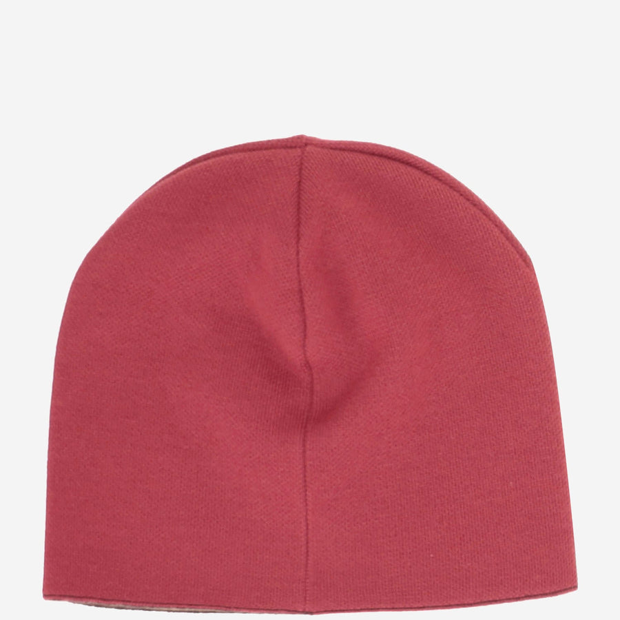 Reversible Wool Beanie With Logo Red Hat