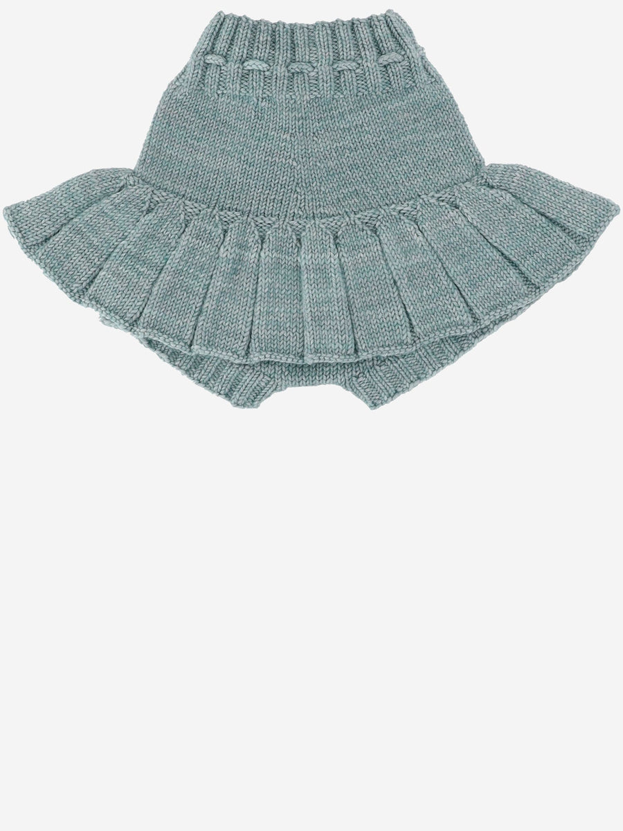 Wool Skirt With Integrated Shorts Light Blue Merino