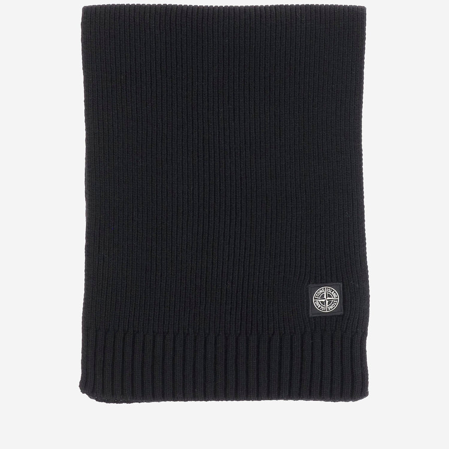 Wool Blend Scarf Black Virgin
