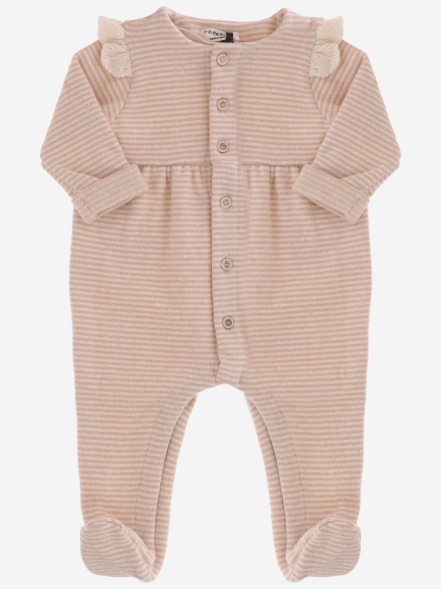 Striped Cotton-Blend Onesie Beige Jumpsuits