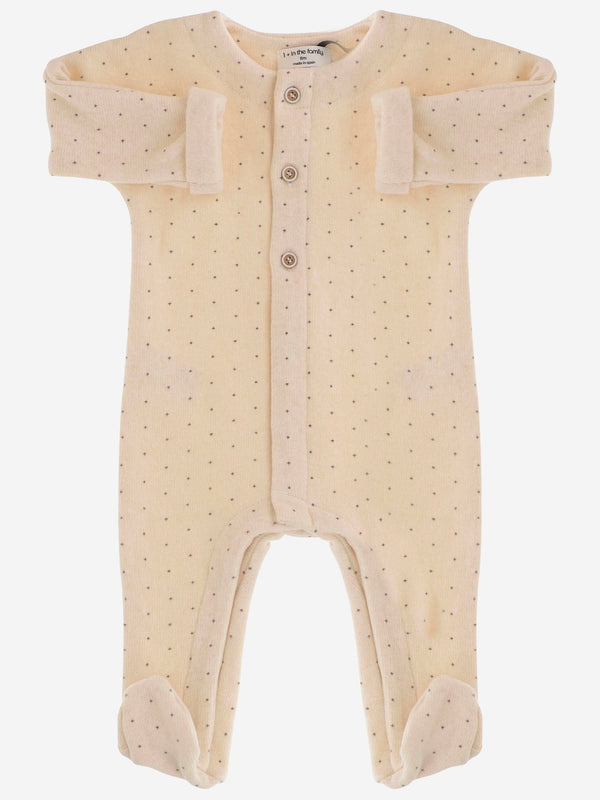 Cotton-Blend Polka-Dot Onesie Ecru Jumpsuits