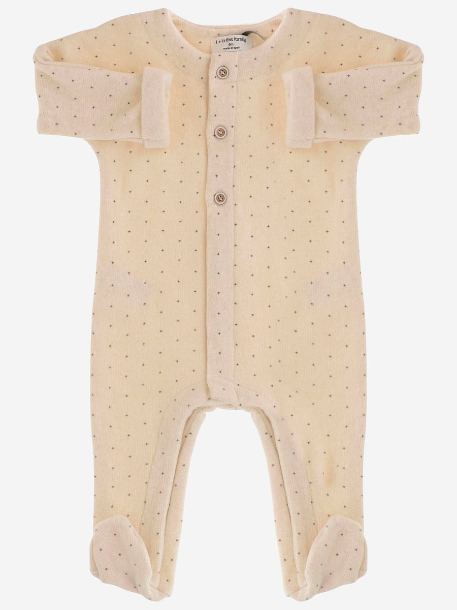 Cotton-Blend Polka-Dot Onesie Ecru Jumpsuits