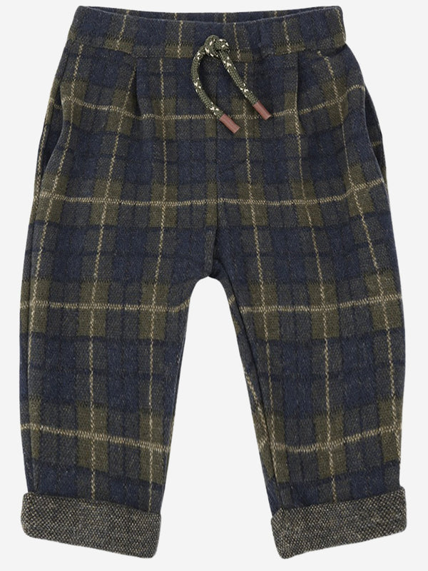 Check Pattern Cotton-Blend Pants Multicolour Trousers