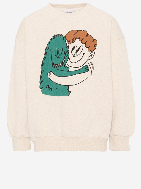 Sweatshirt Printed Cotton Beige Hoods & Sweatshirts