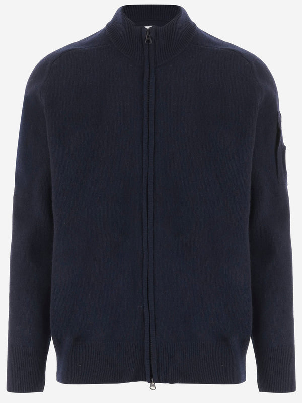 Knit Zip Sweater Navy Wool-Blend