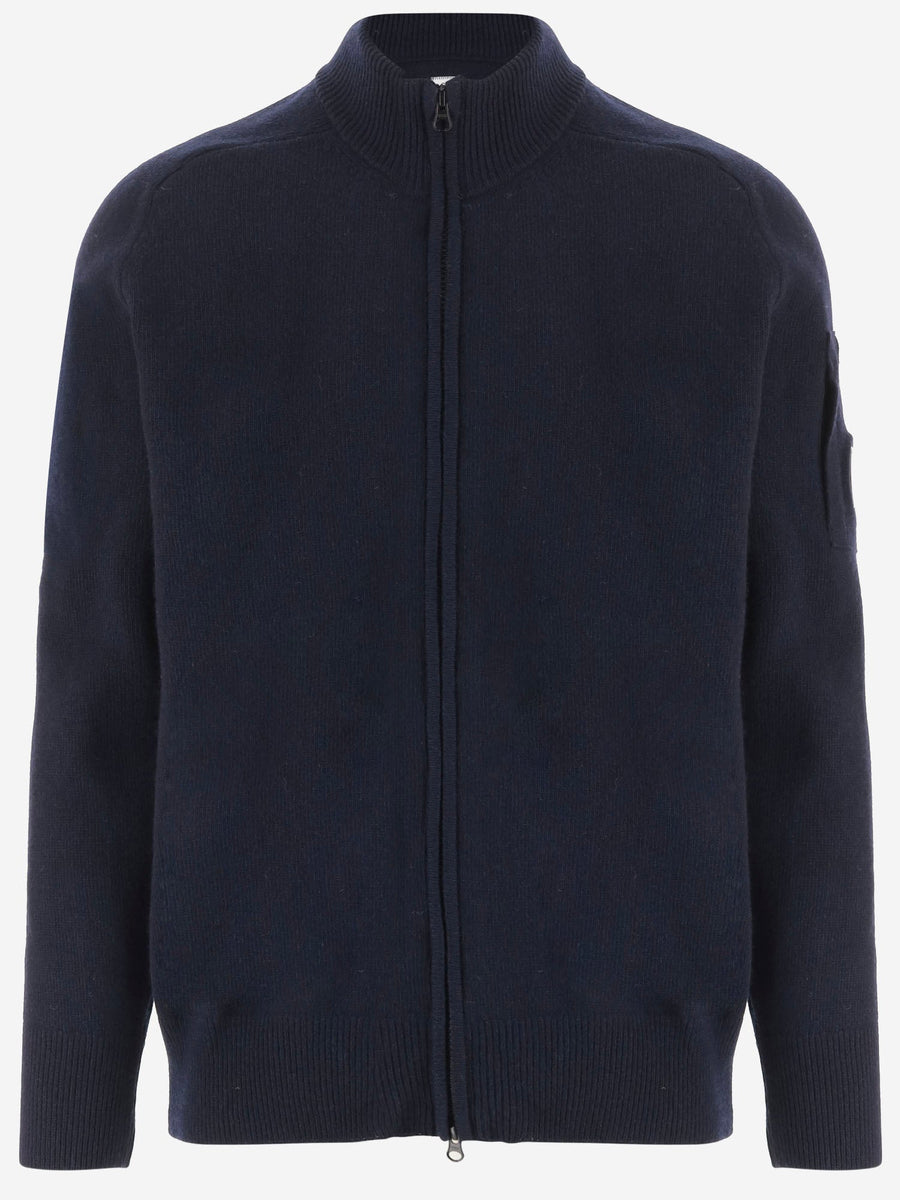 Knit Zip Sweater Navy Wool-Blend