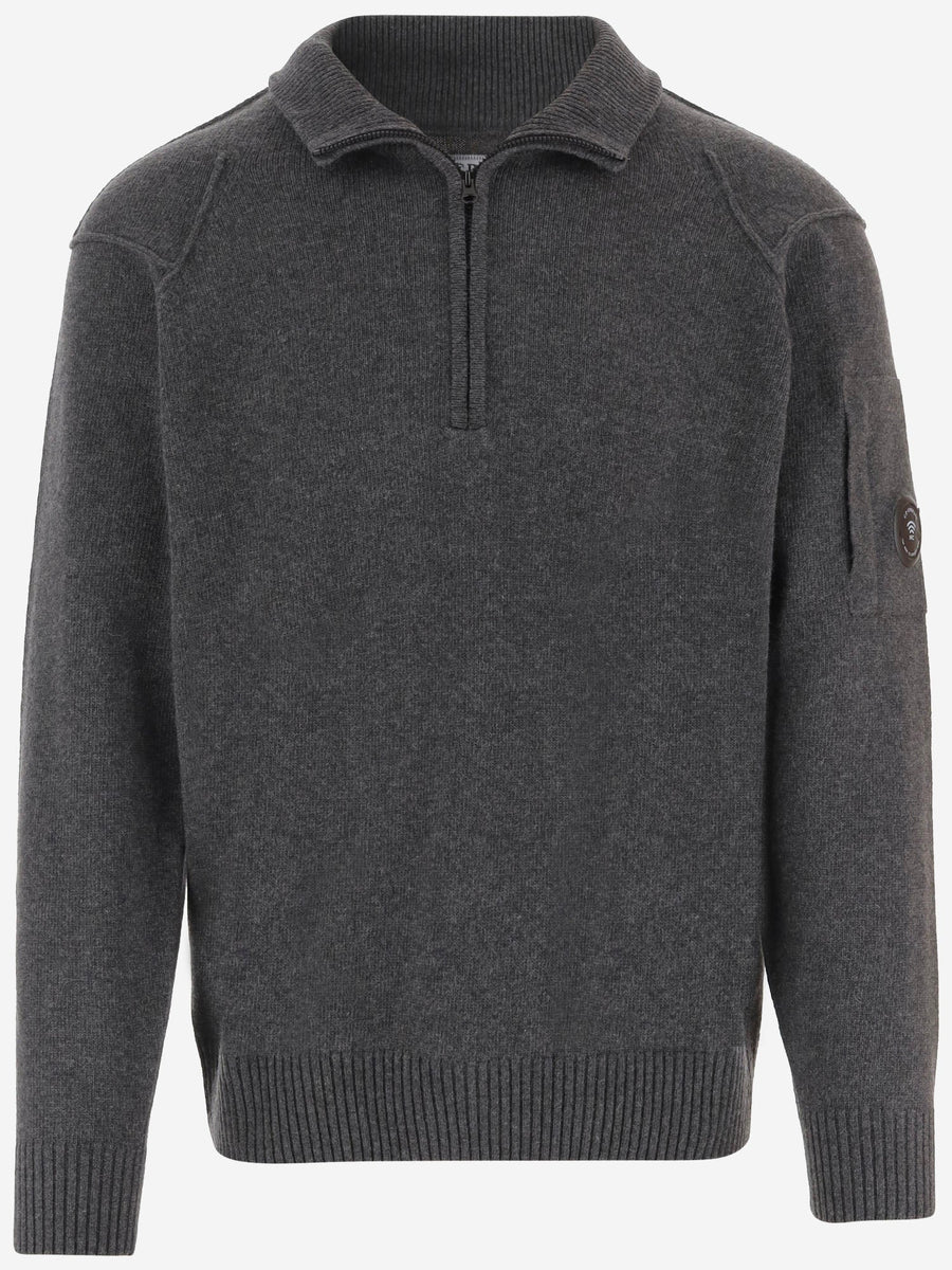 Half-Zip Sweater Wool-Blend Dark Shadow Wool Polyamide
