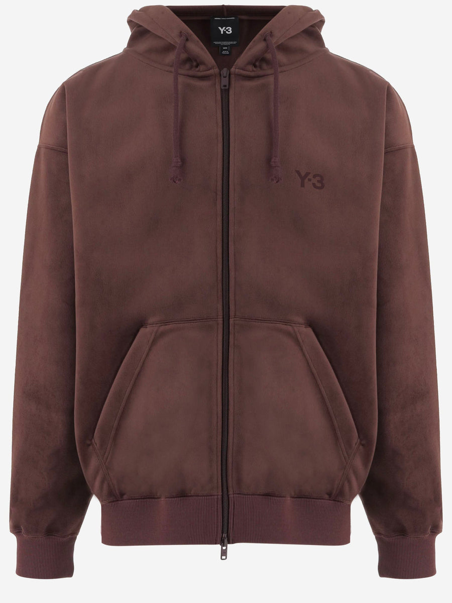 Hooded Zip-Up Sweatshirt Ribbed Velvet Light Burgundy Recycled Polyester Sweatshirts