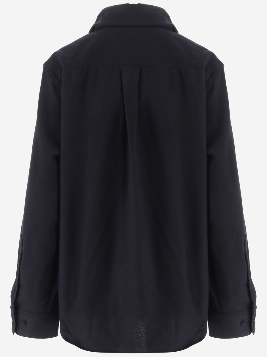Cotton Scarf Collar Shirt Black