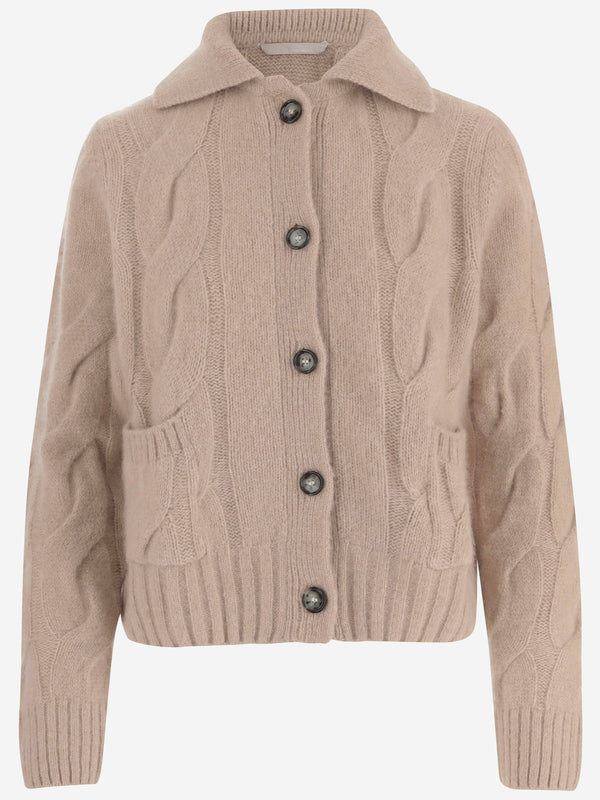 Cardigan Cashmere And Silk Beige